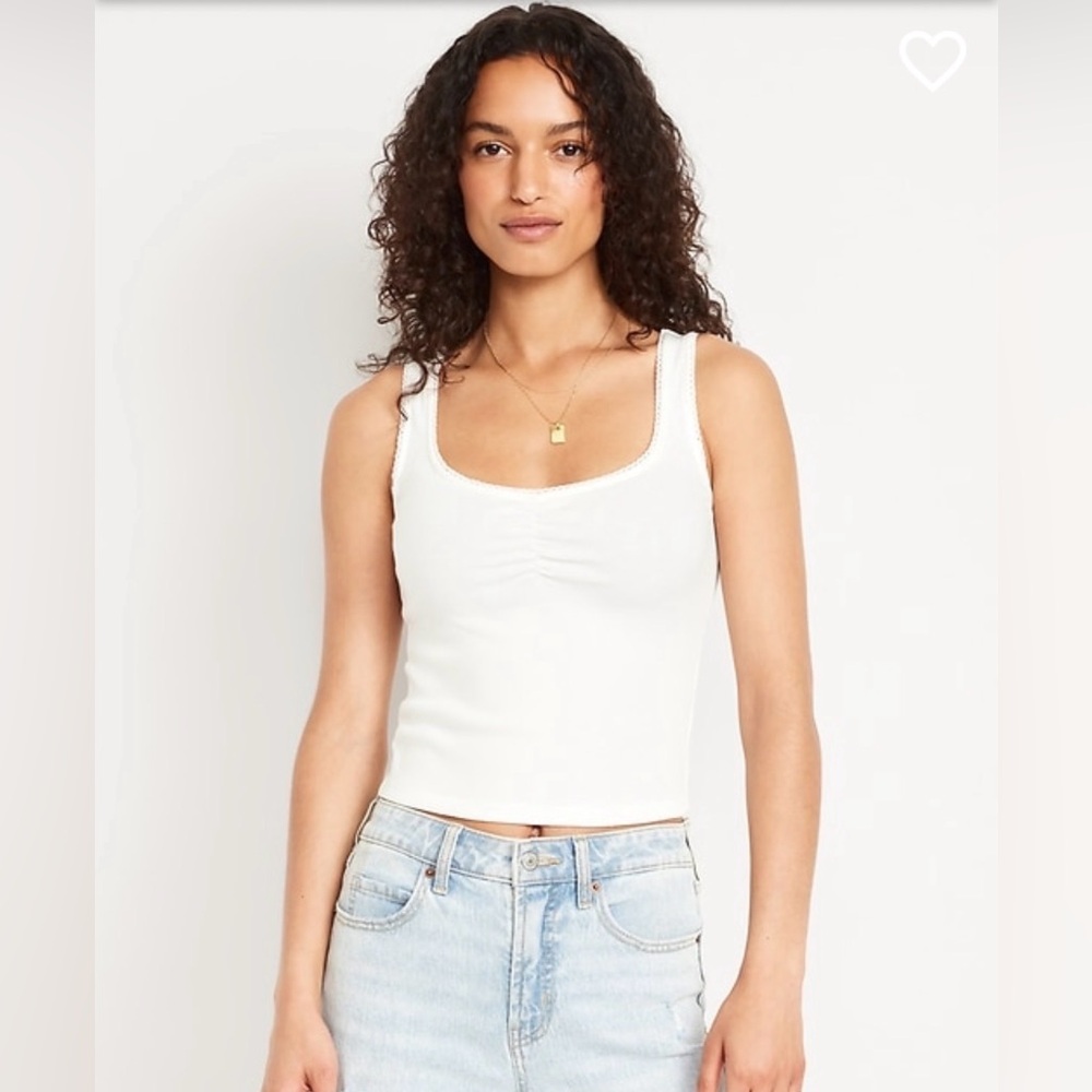 White ruched tank top